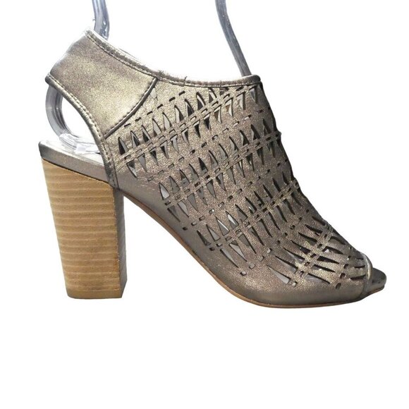 Jeffrey Campbell Silver Leather Peep Toe Shootie Ankle Bootie Heels Womens 8 - Picture 5 of 13